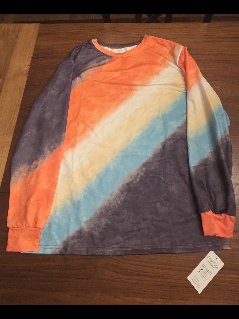 Cupshe Orange Blue Tie-Dye Long Sleeve Tunic